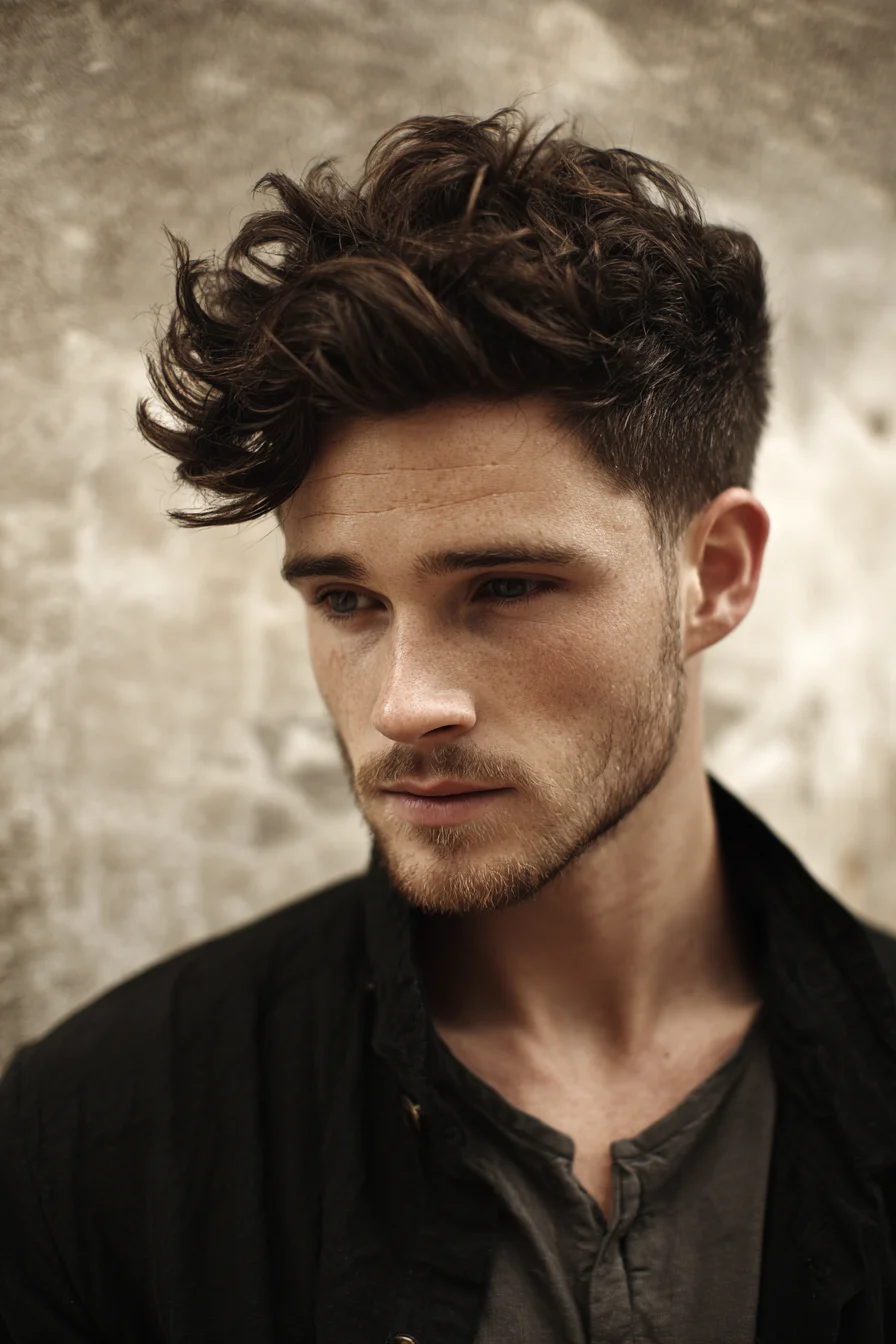 Textured Wavy Top with Short Tapered Sides