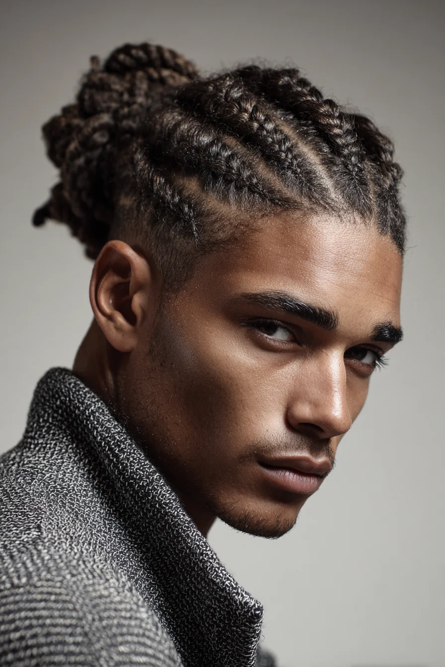 Tight Cornrows into Low Bun — Natural Textured & Curly Hair Braids