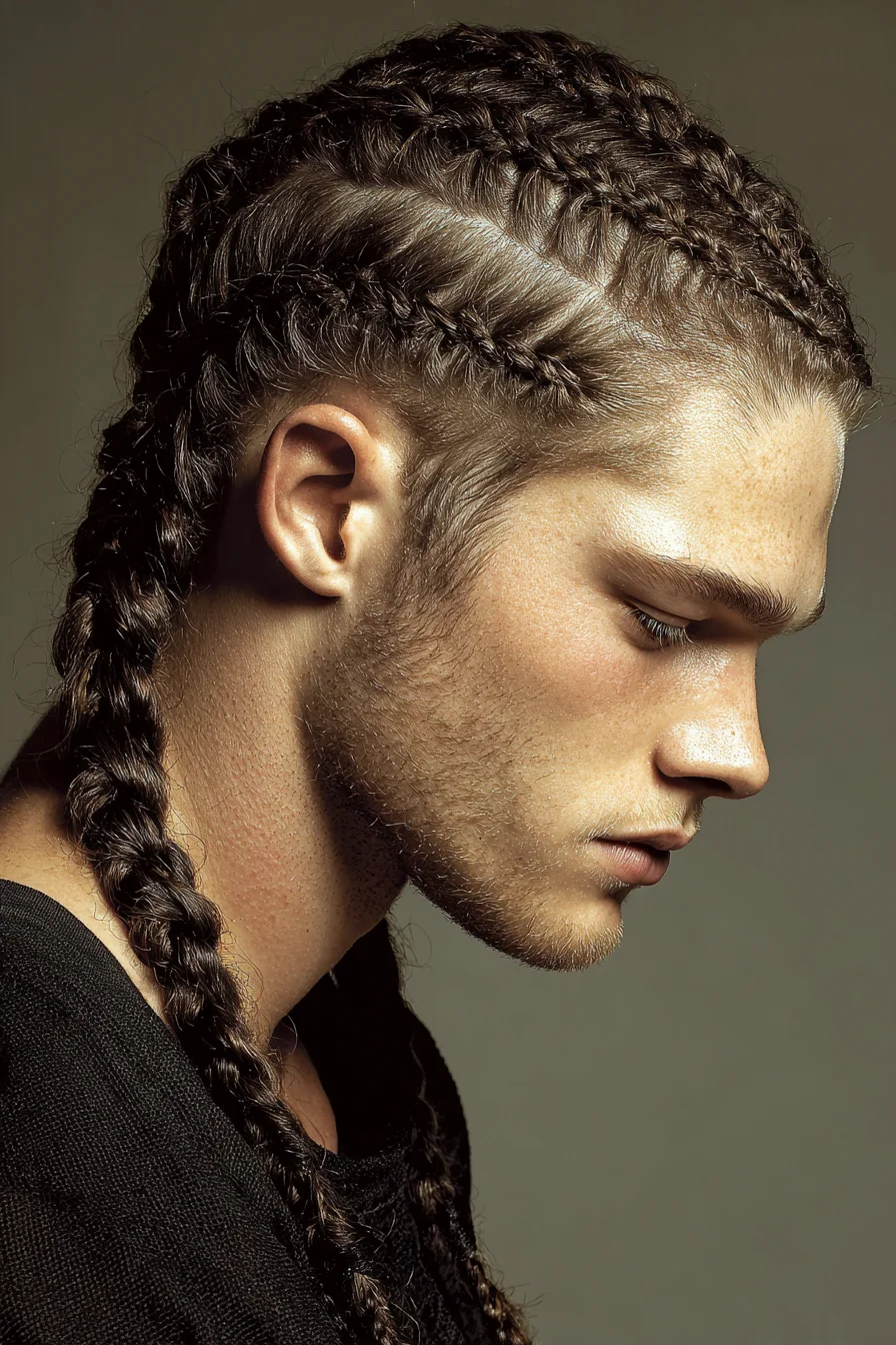 Tight Cornrows Leading to Long Double Braids — Mens Braided Undercut Style