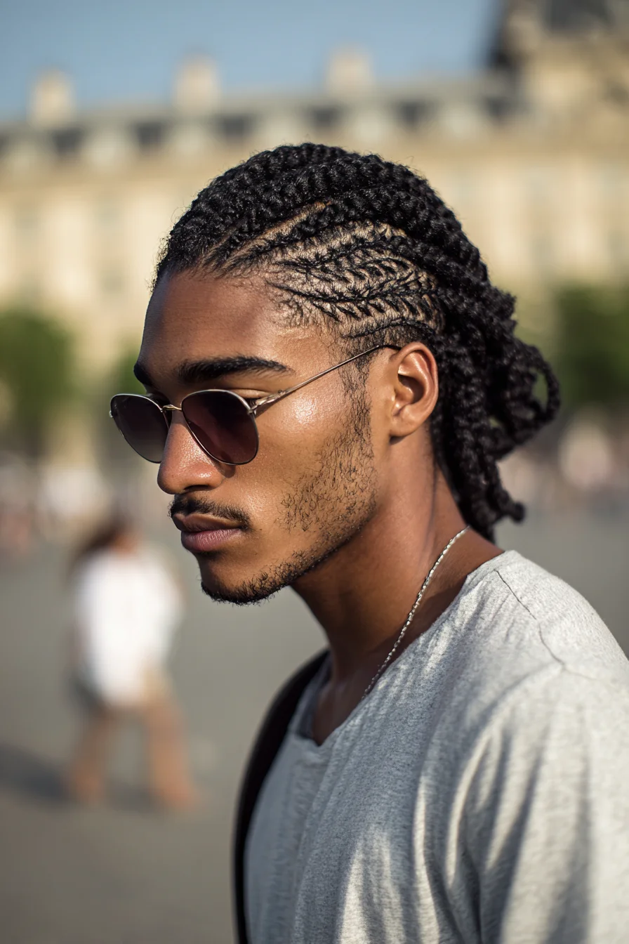 Tight Side Cornrows with Low Braided Bun — Protective Style for Textured Hair