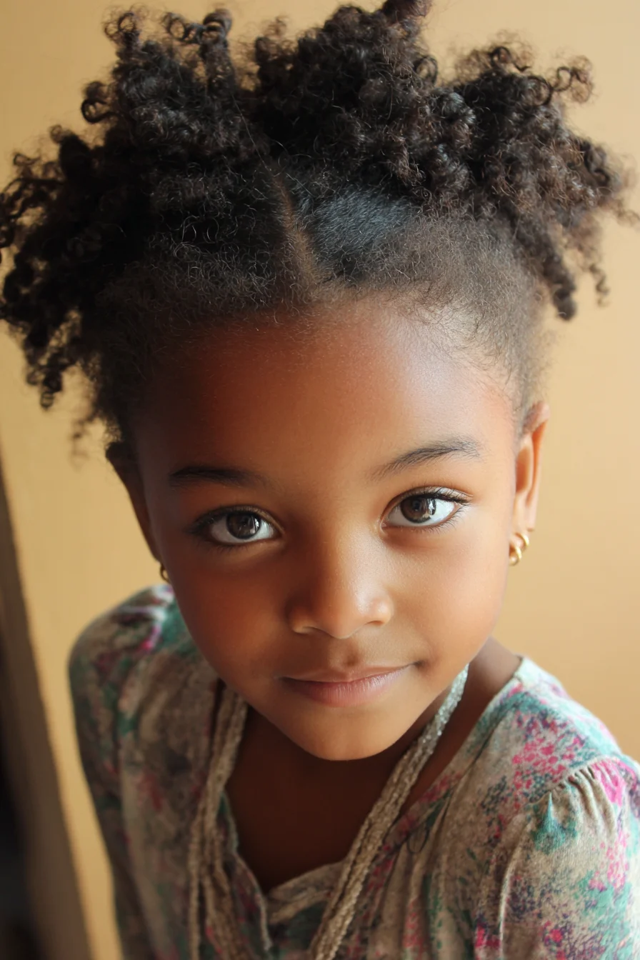 Twin High Puffs with Defined Coils — Center-Parted Natural Hair Puff