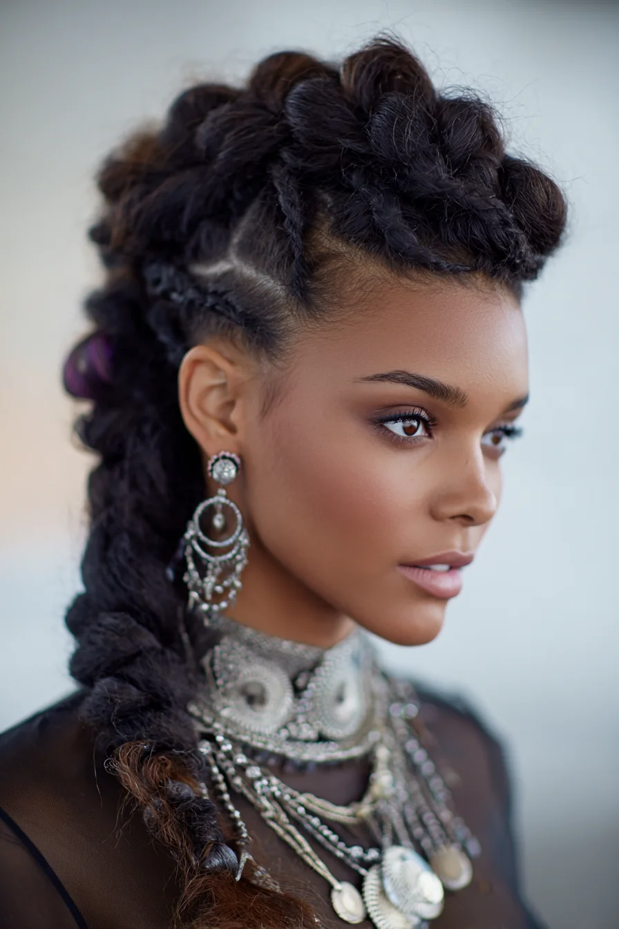 Twisted Mohawk Braid with Cornrows — Textured Natural Hair Updo