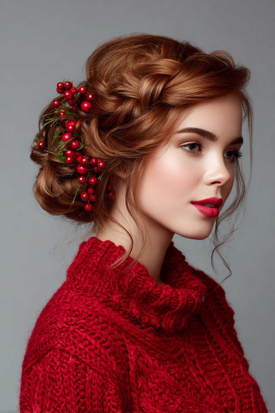 Twisted Side Braid into Low Textured Bun — Romantic Holiday Updo