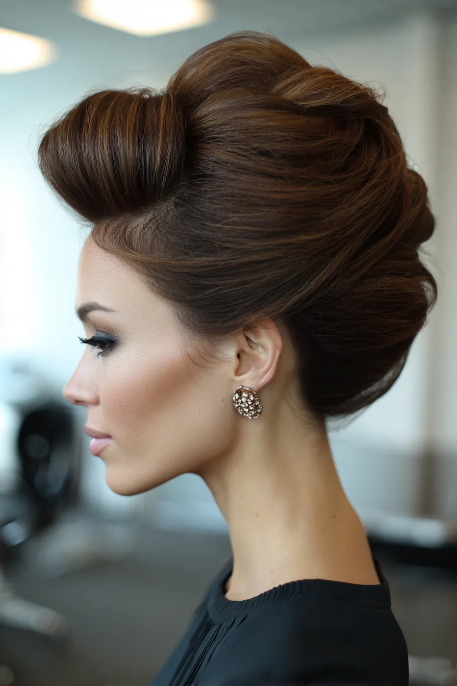Vintage Pompadour Updo with Smooth Chignon — Voluminous Formal Hairstyle