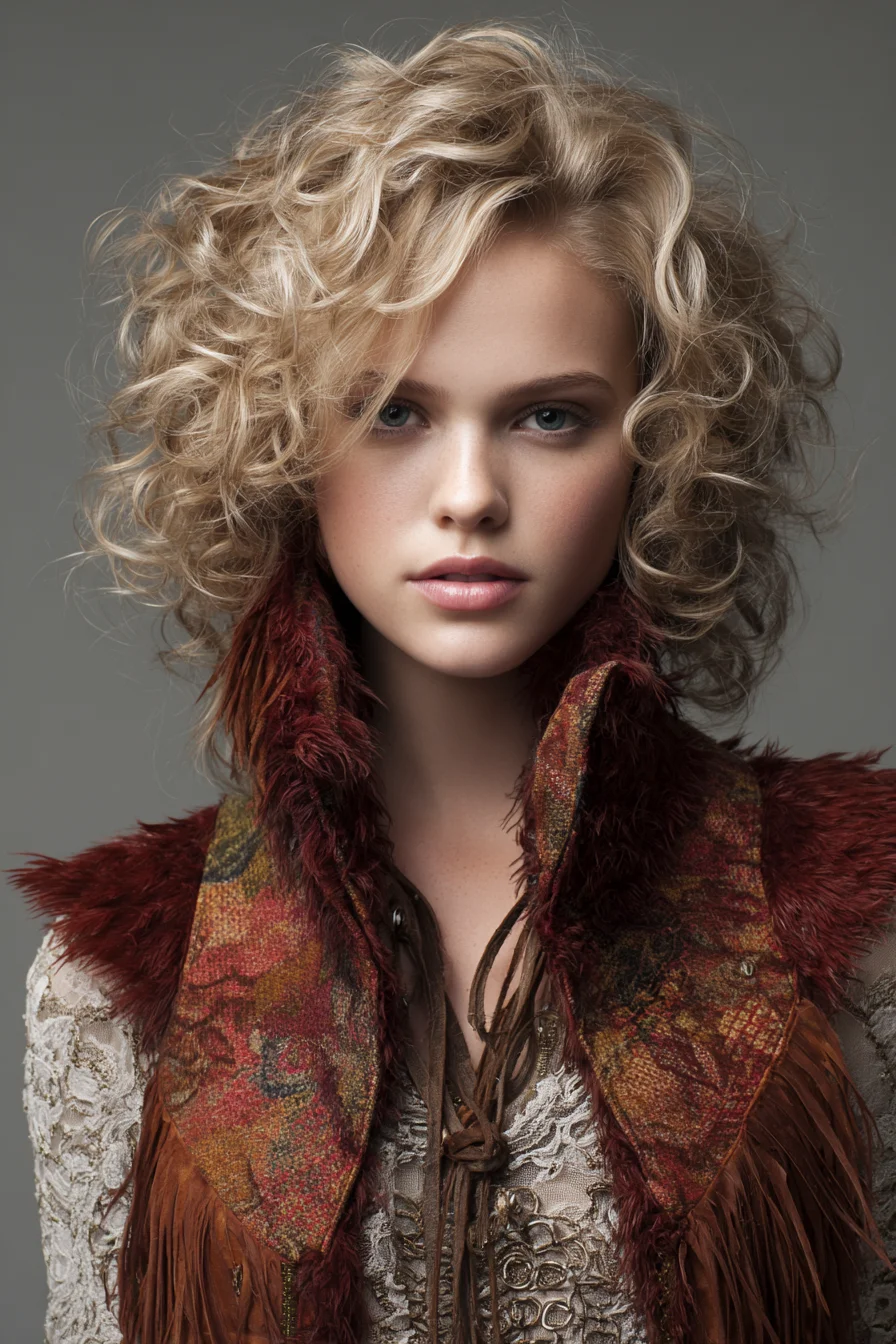 Voluminous Layered Curly Shag — Tousled Medium-Length Curls