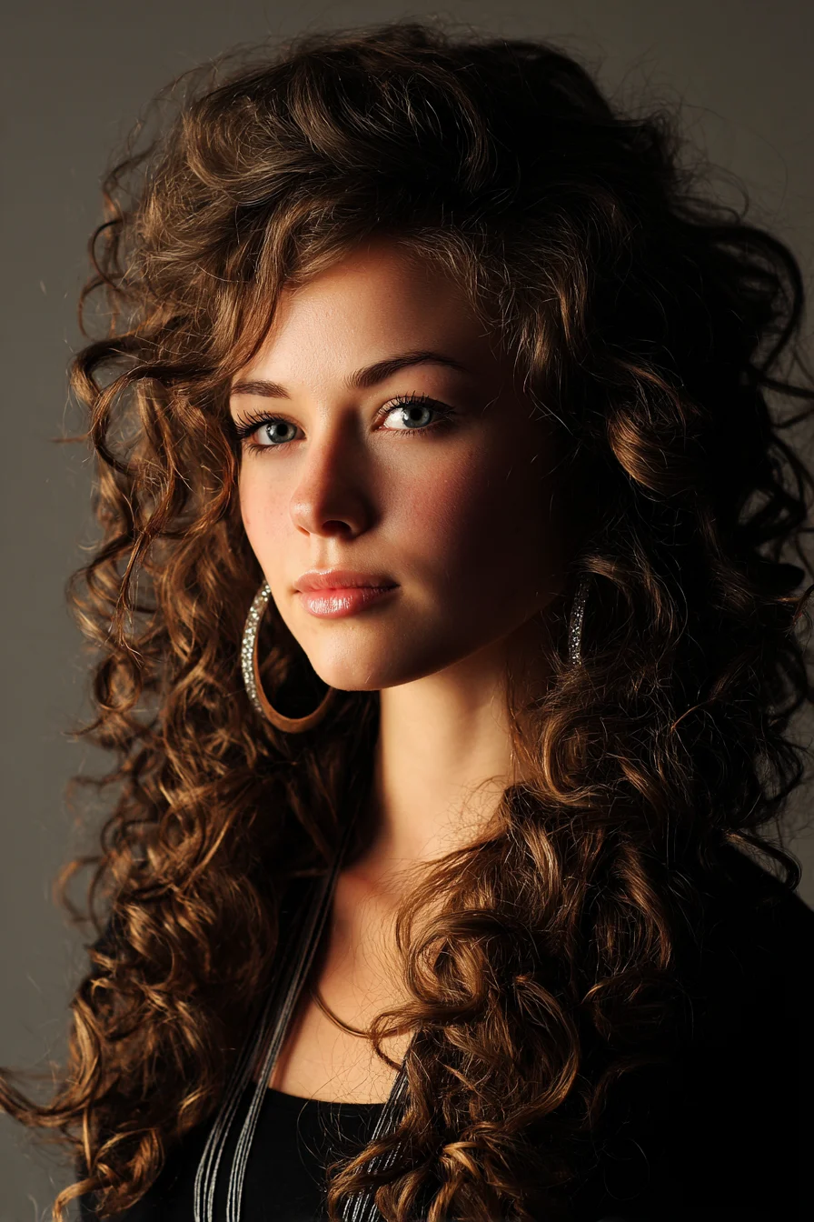 Voluminous Long Layered Curls with Face-Framing Texture