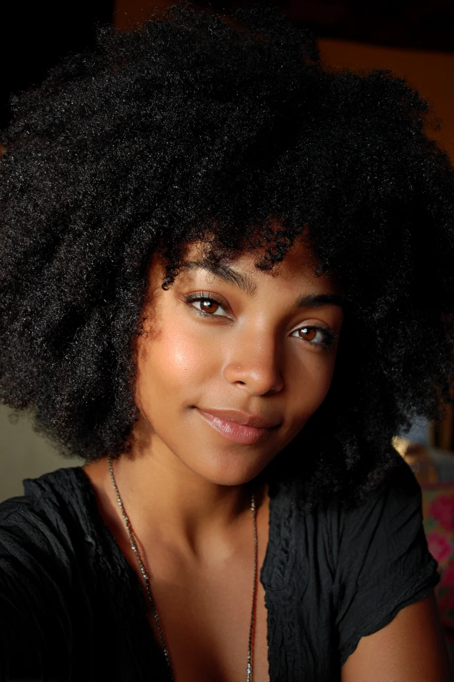 Voluminous Natural Afro for 4A–4C Coily Hair