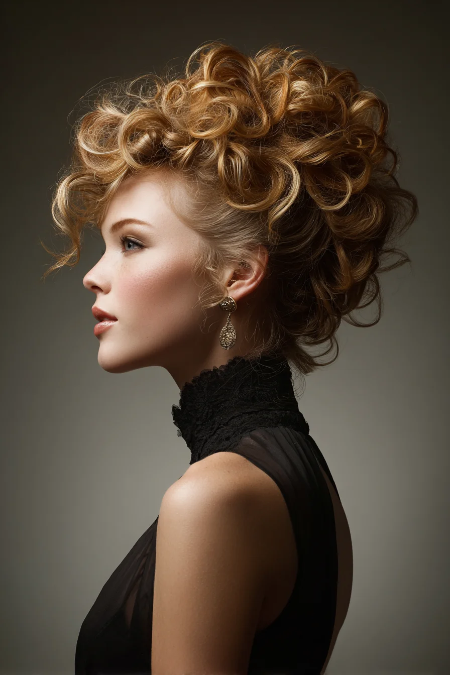 Voluminous Textured Curly Updo — Elegant Formal Updo for Wavy and Curly Hair