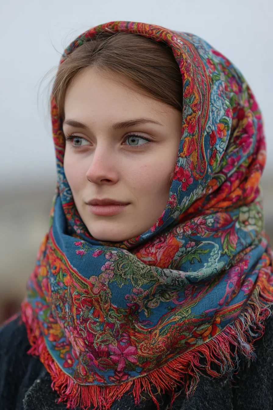 A Floral Shawl Against Grey Skies