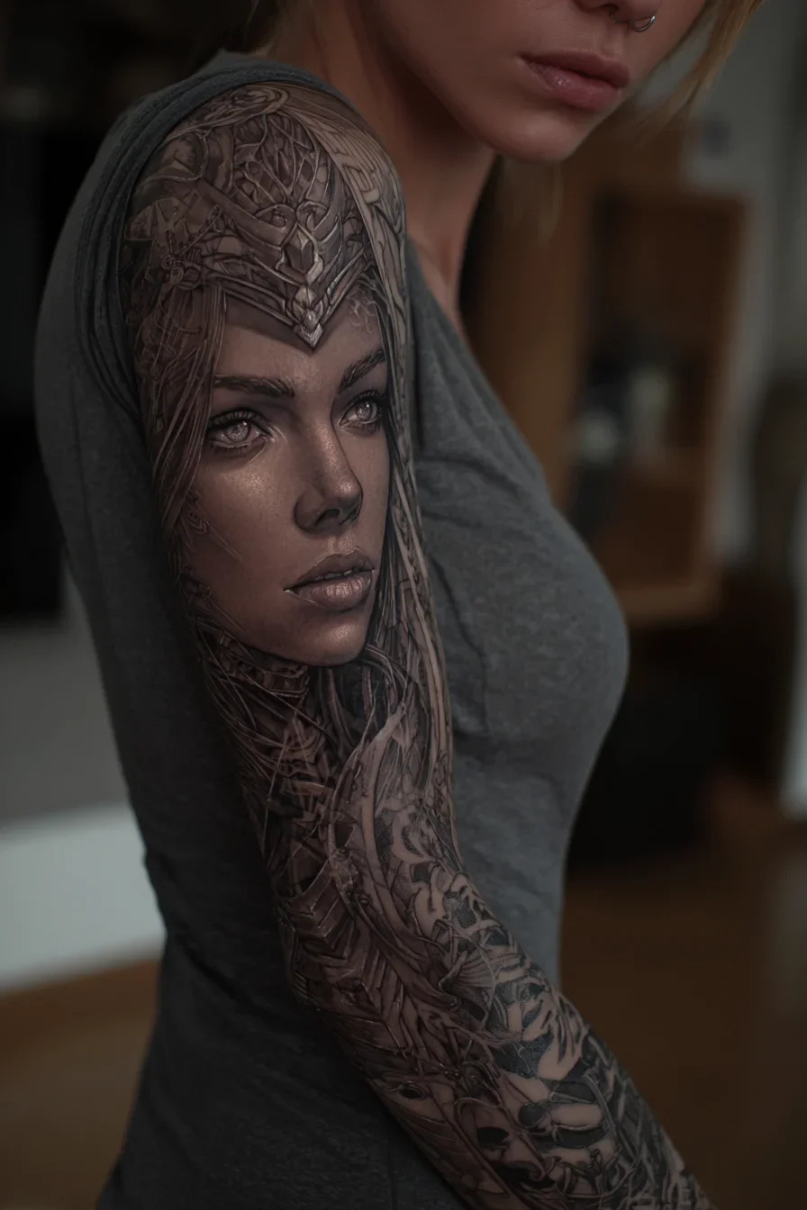 A Full Sleeve Carved in Gray