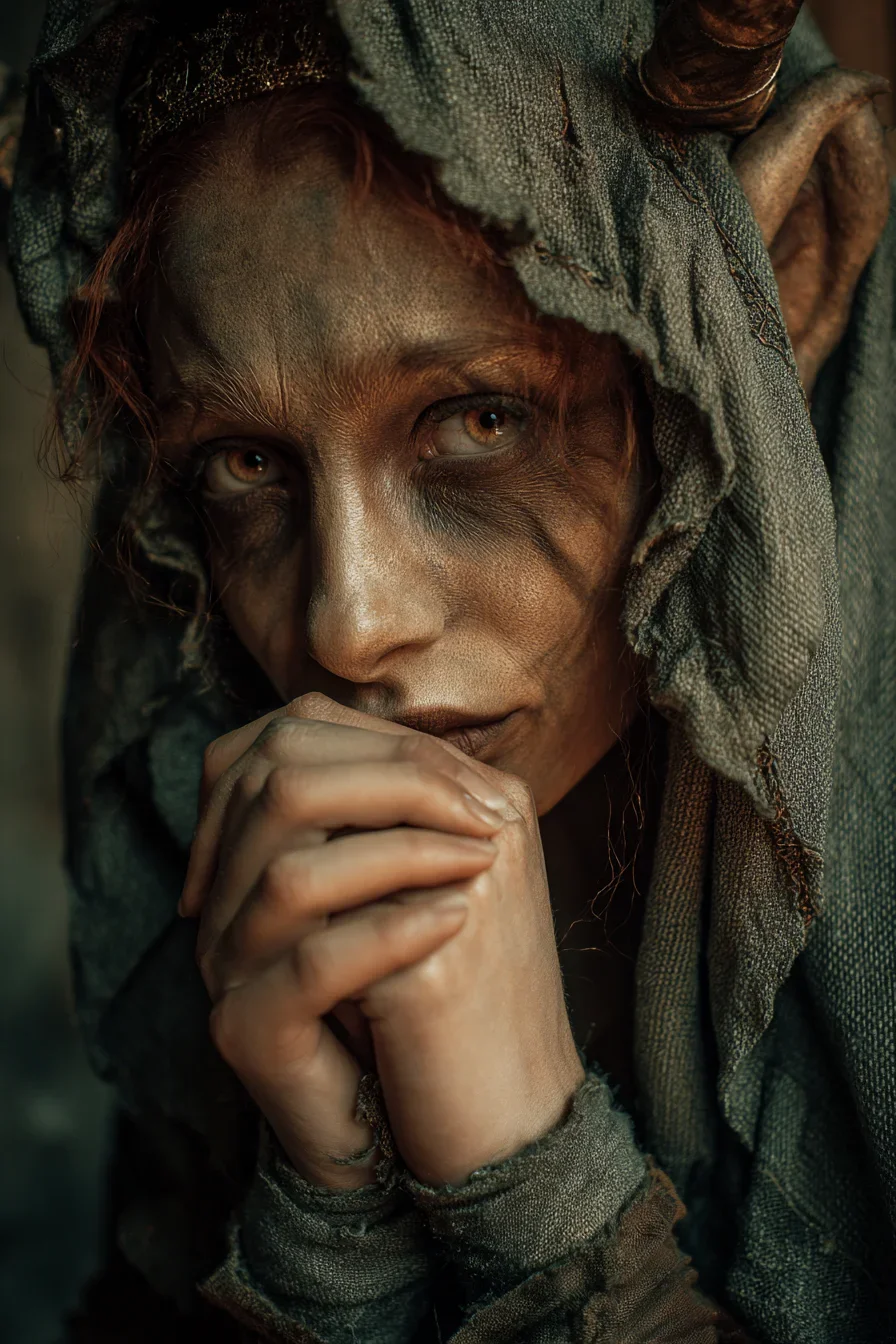 A Goblin Woman Wrapped in Shadow