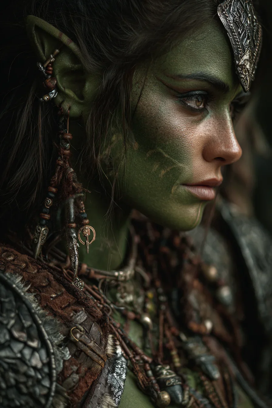 A Half-Orc Warrior in Profile