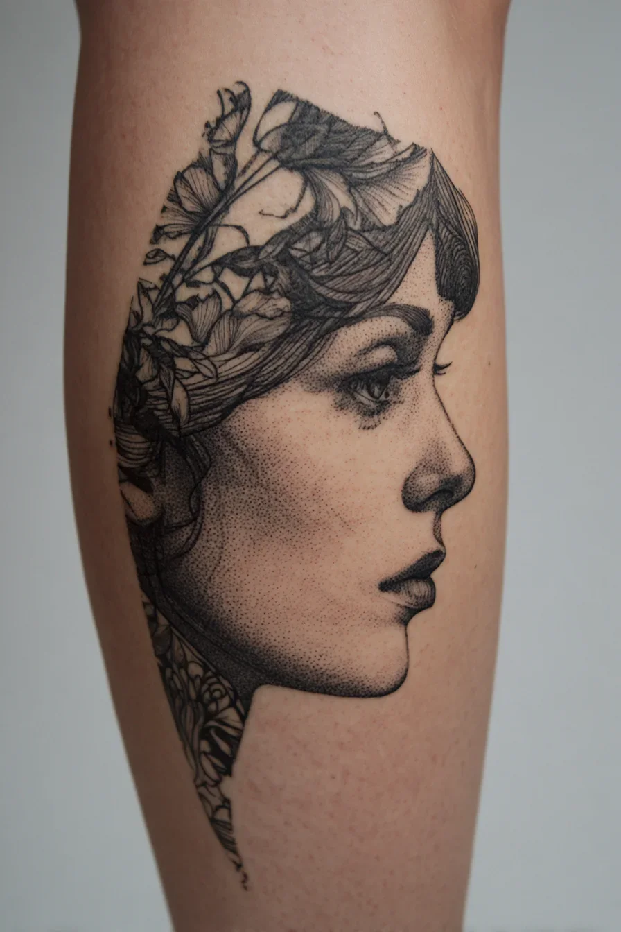 A Portrait Blooming in Ink