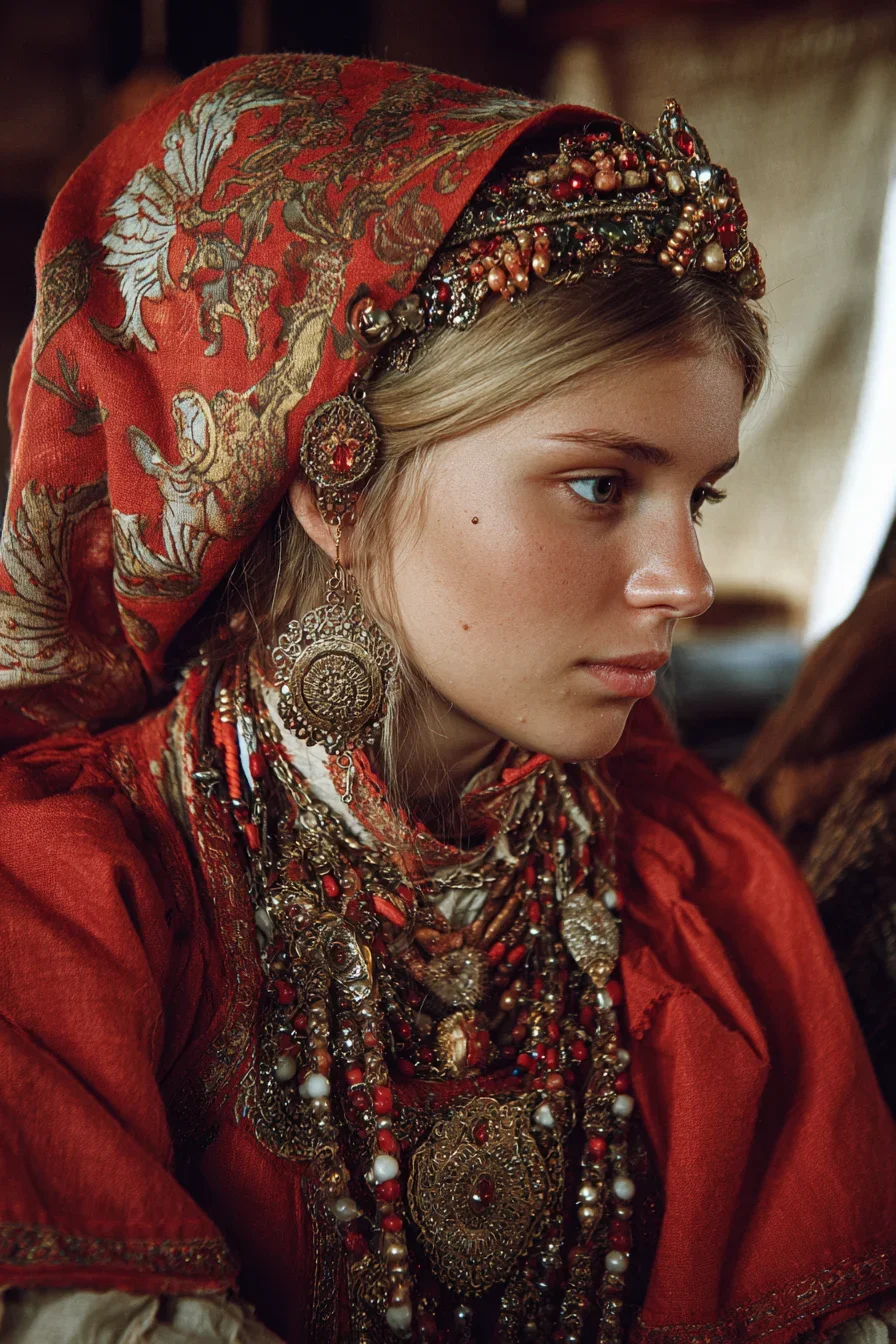 A Russian Beauty in Crimson