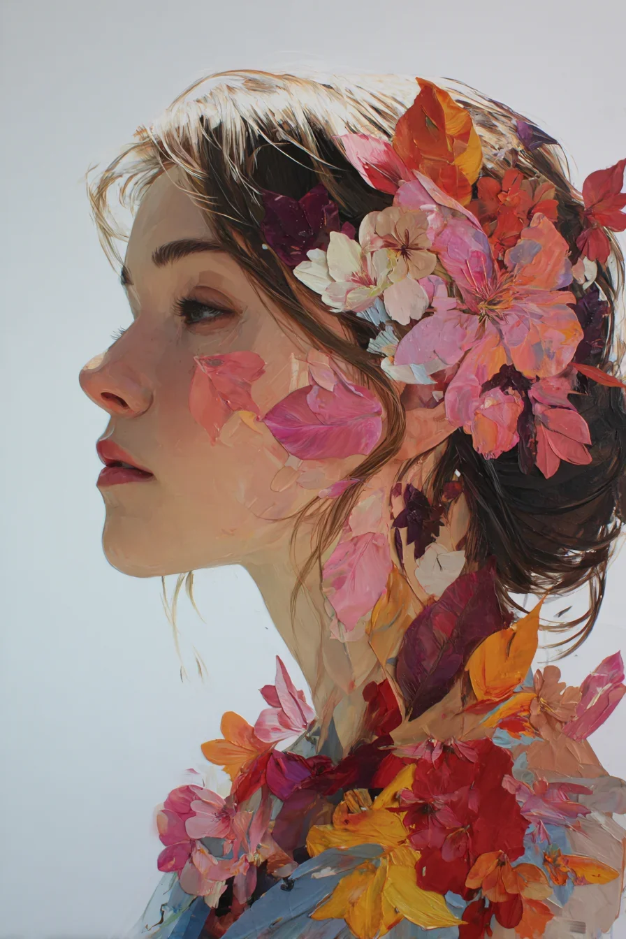 A Woman Blooming in Painted Petals