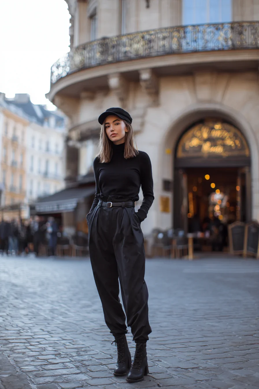 All Black on Parisian Cobblestones