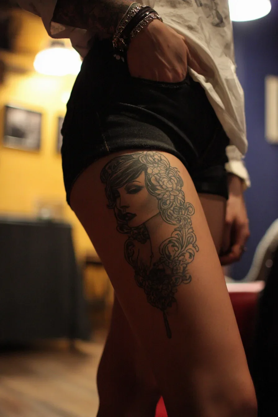 Art Nouveau Portrait on Skin