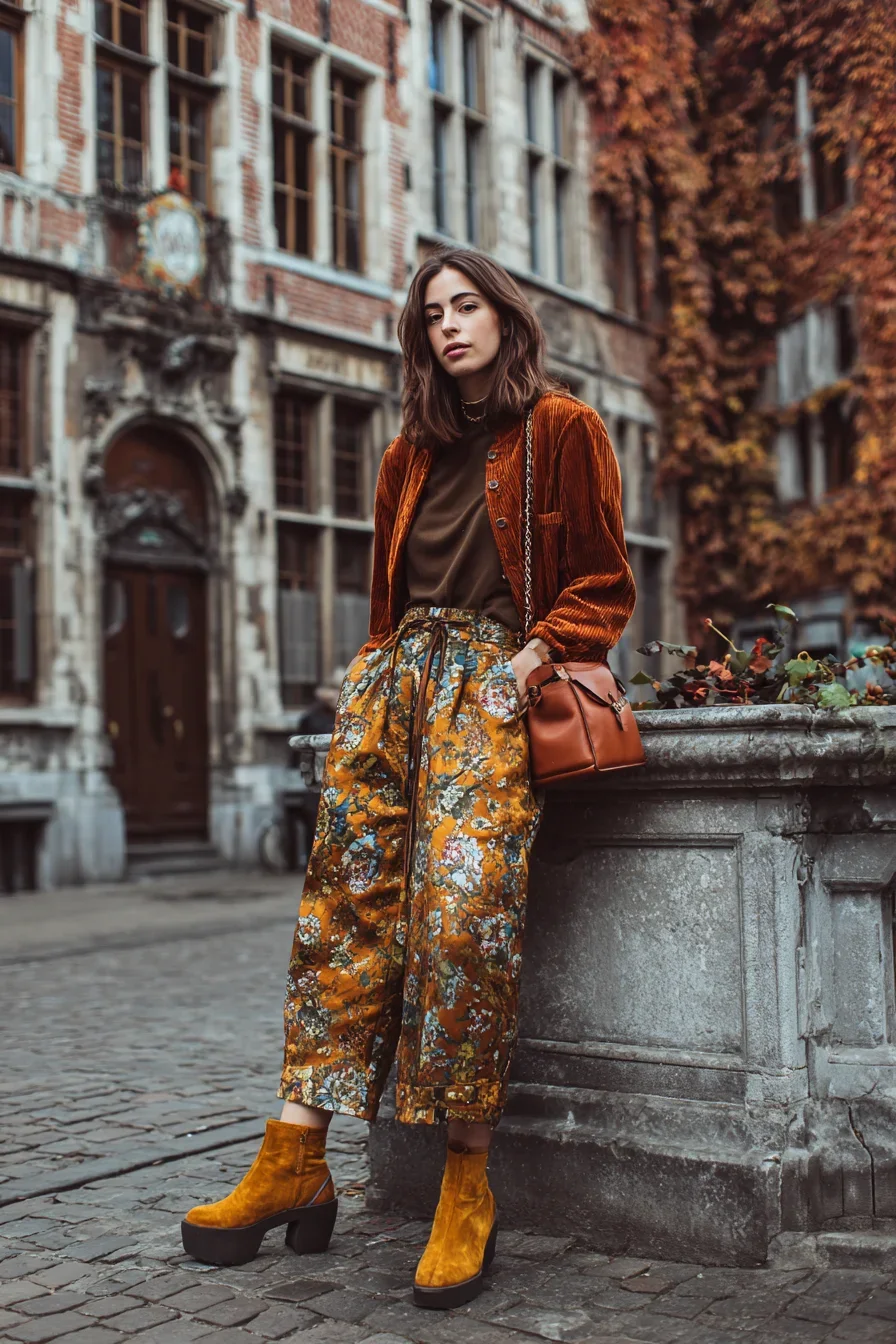 Autumn Textures on Cobblestone Streets