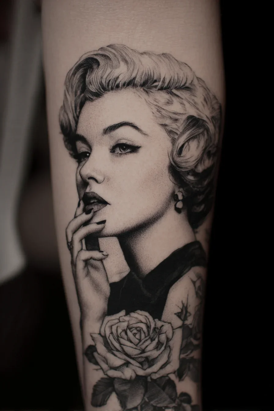 Black and Grey Portrait with Rose