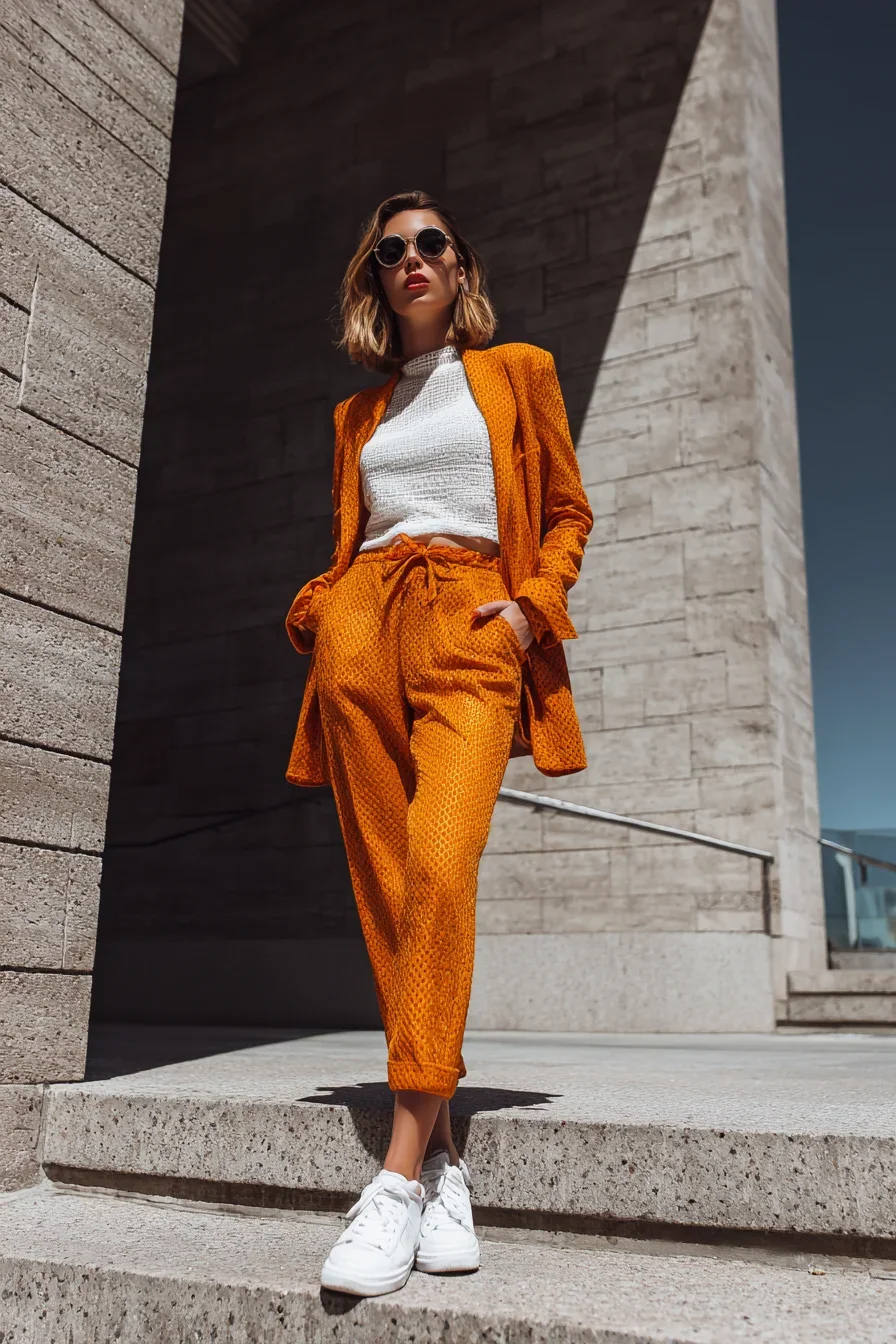 Bold Orange Against Raw Concrete