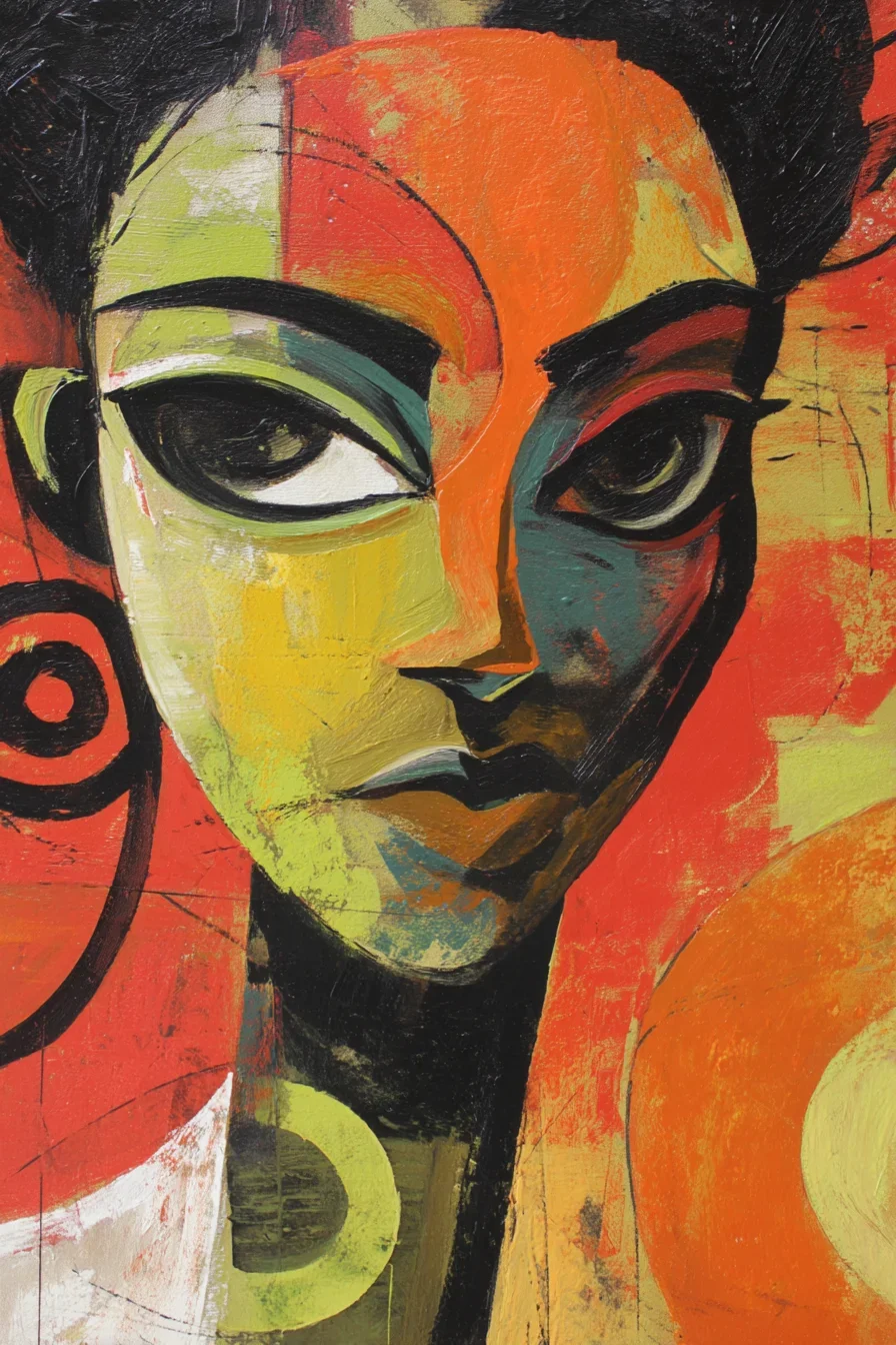 Bold Portrait in Fire and Shadow