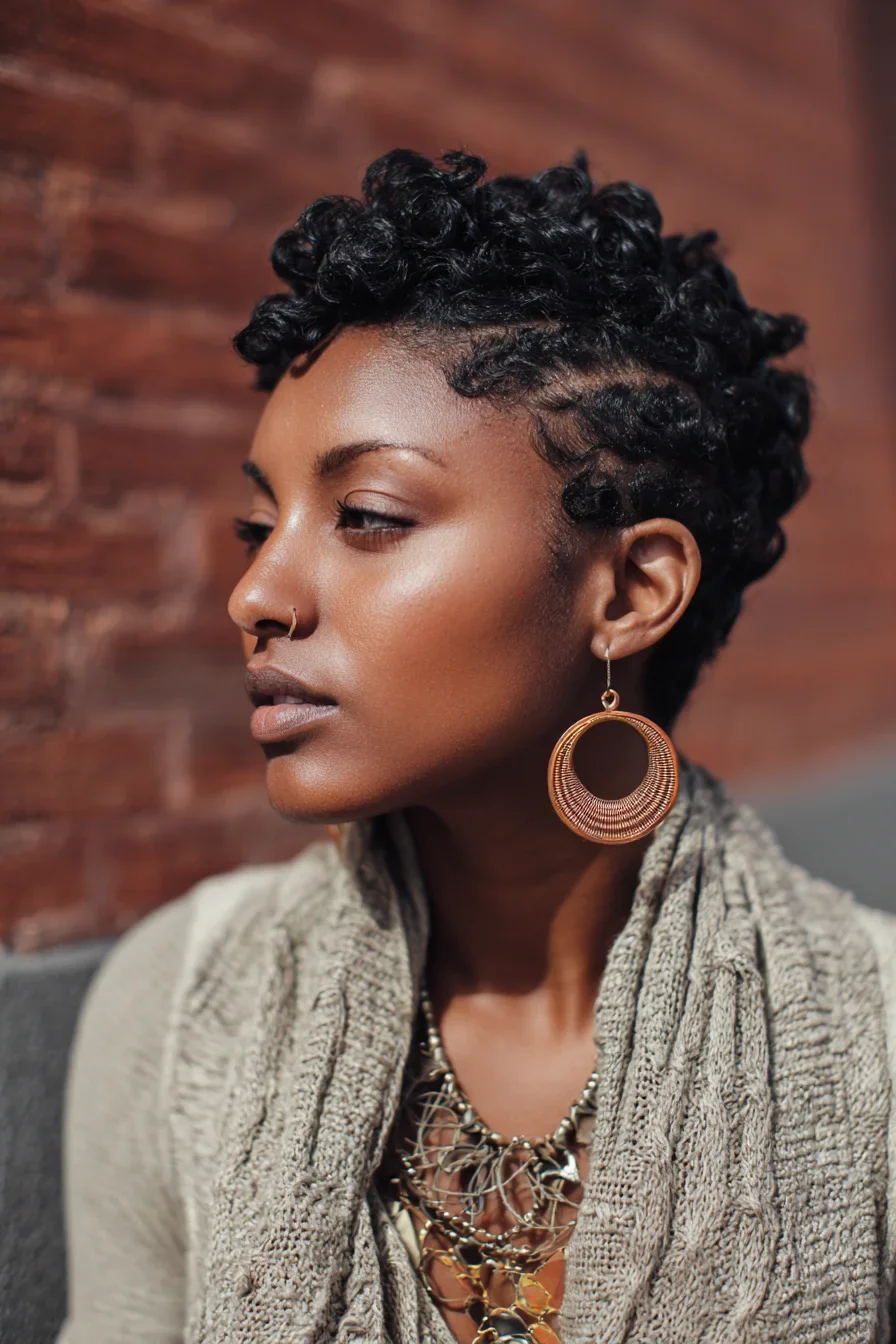 Coiled Curls Against Warm Brick