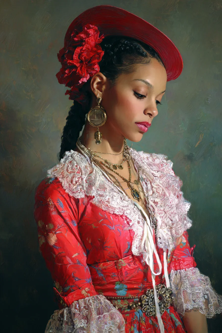 Crimson and Lace in Portrait