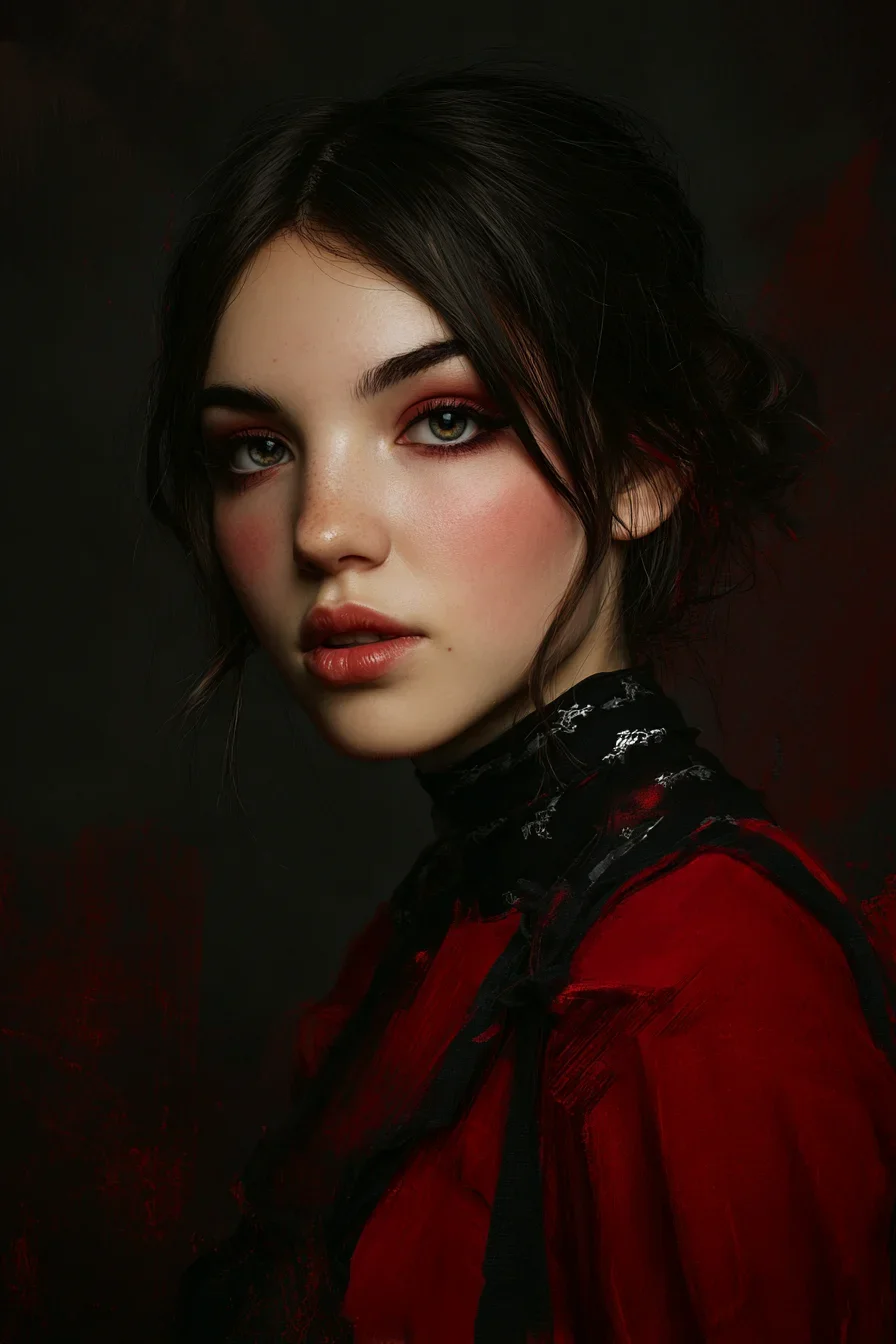 Crimson and Shadow Portrait