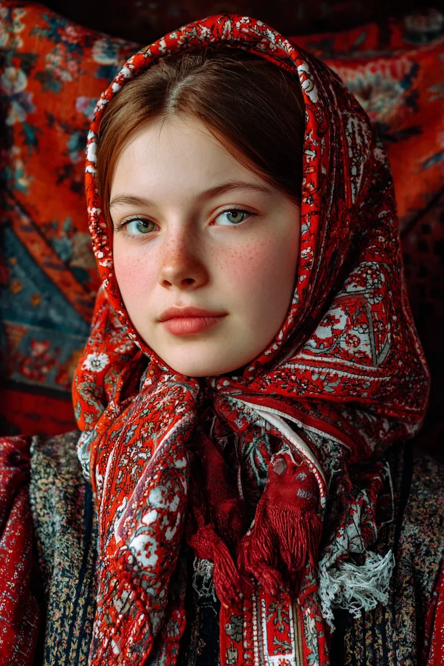 Crimson Threads and Quiet Gaze