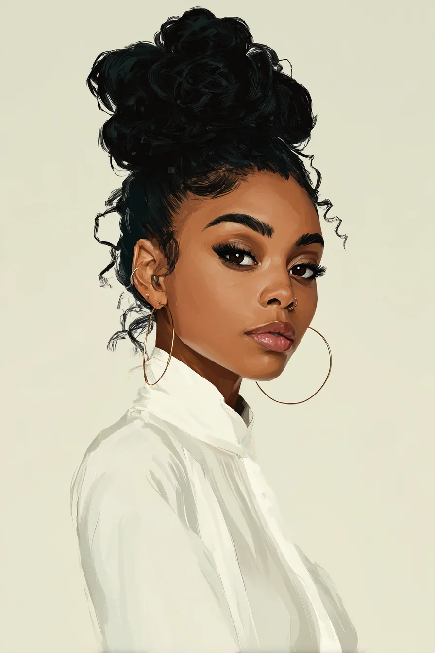 Curls Up, Gold Hoops On