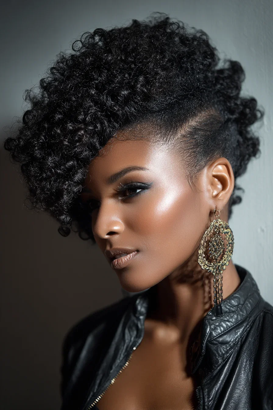 Curly Mohawk with Shaved Sides