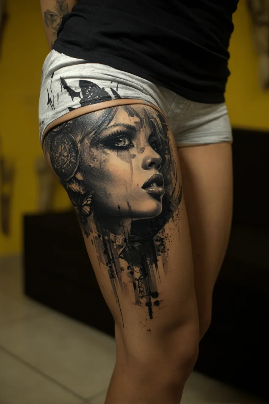 Dark Portrait Inked in Black and Grey