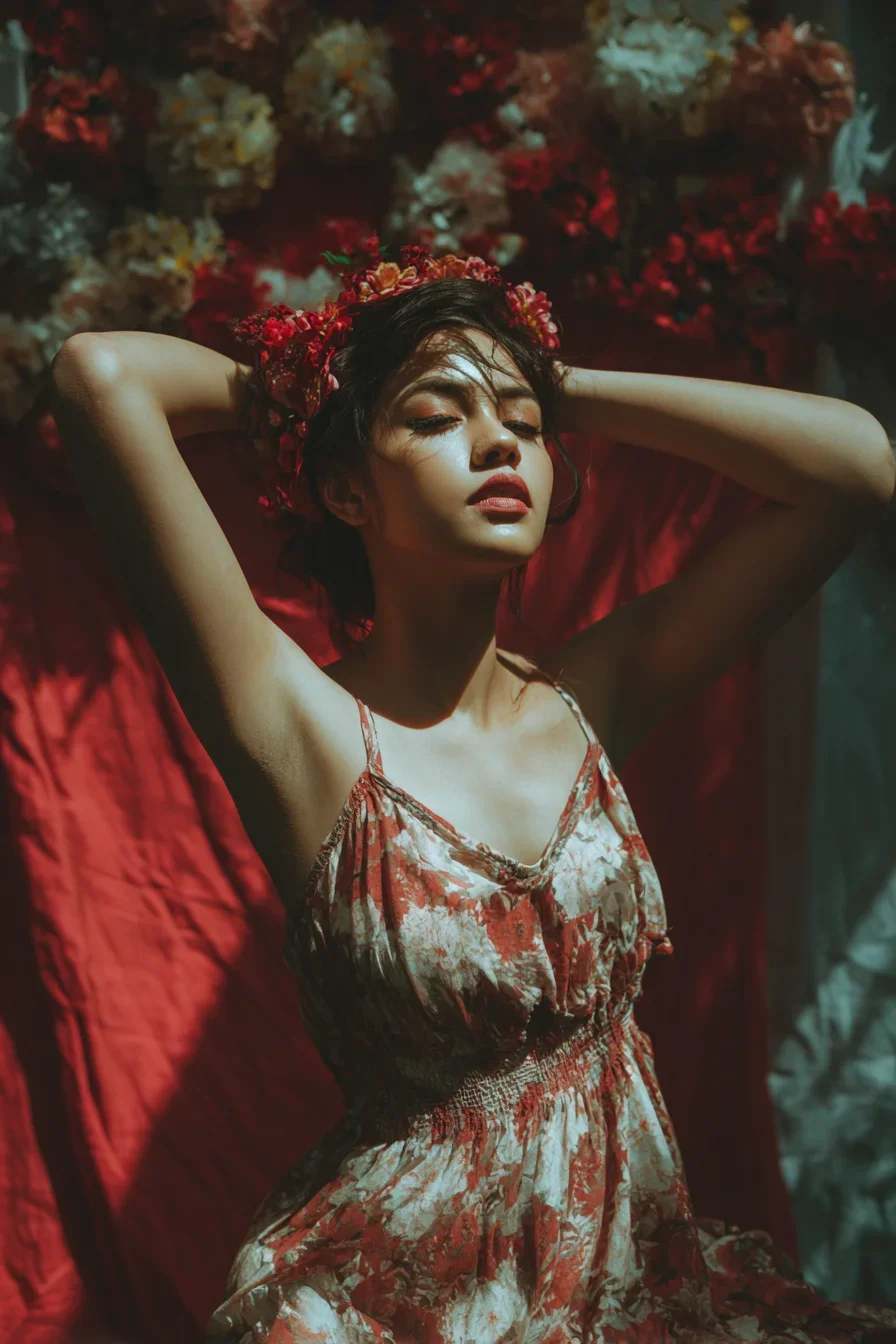 Draped in Red and Bloom