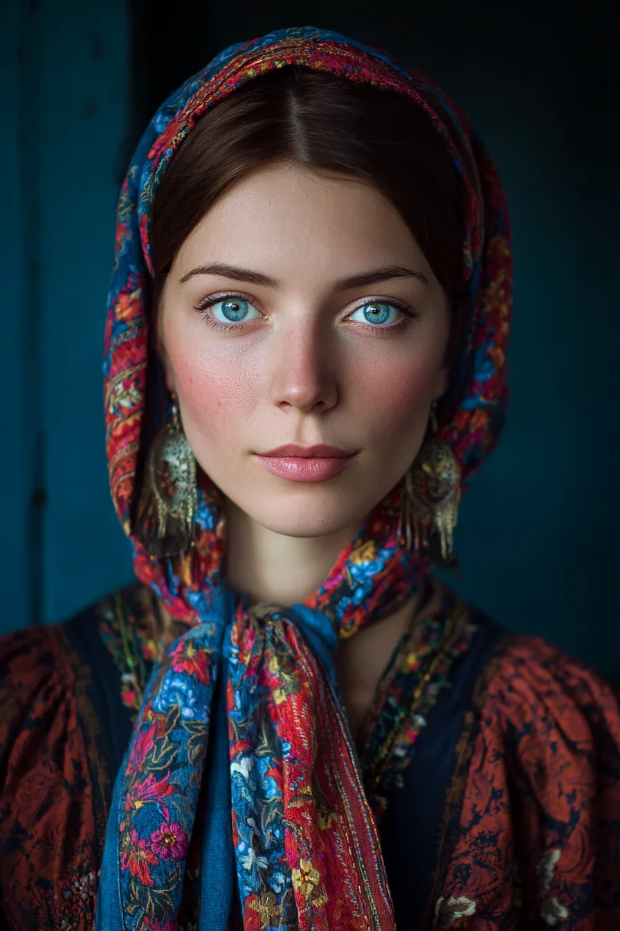 Folk Patterns and Piercing Blue Eyes
