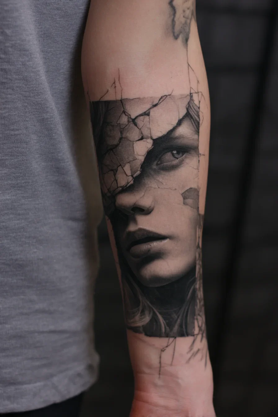 Fractured Portrait in Black and Grey