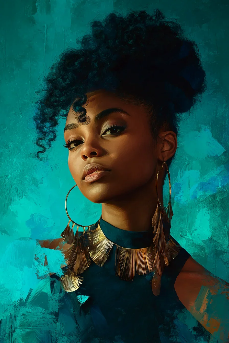 Gold and Teal Portrait
