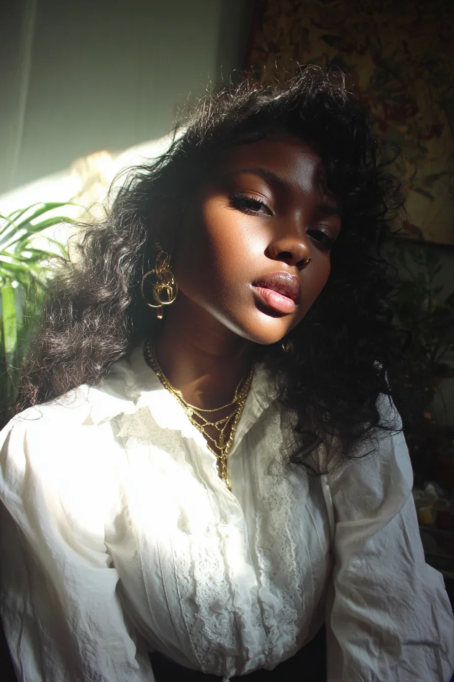 Golden Hour in a White Blouse