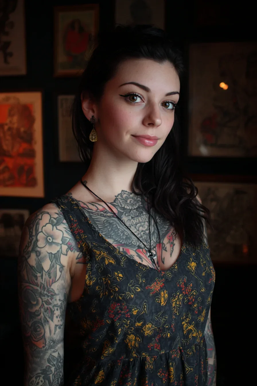 Ink and Florals in Warm Light