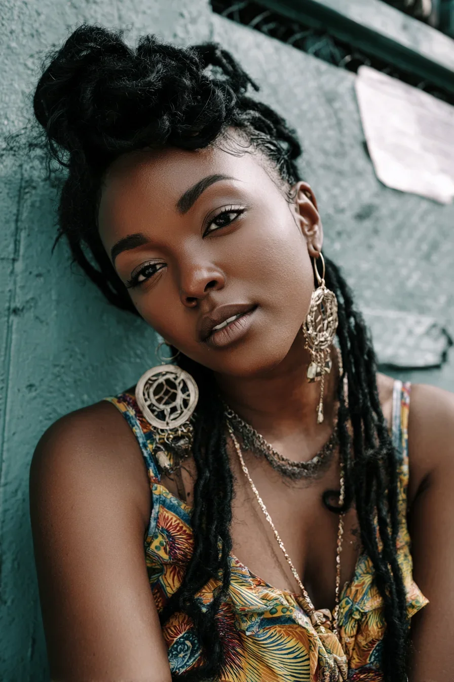 Locs, Gold, and a Teal Wall