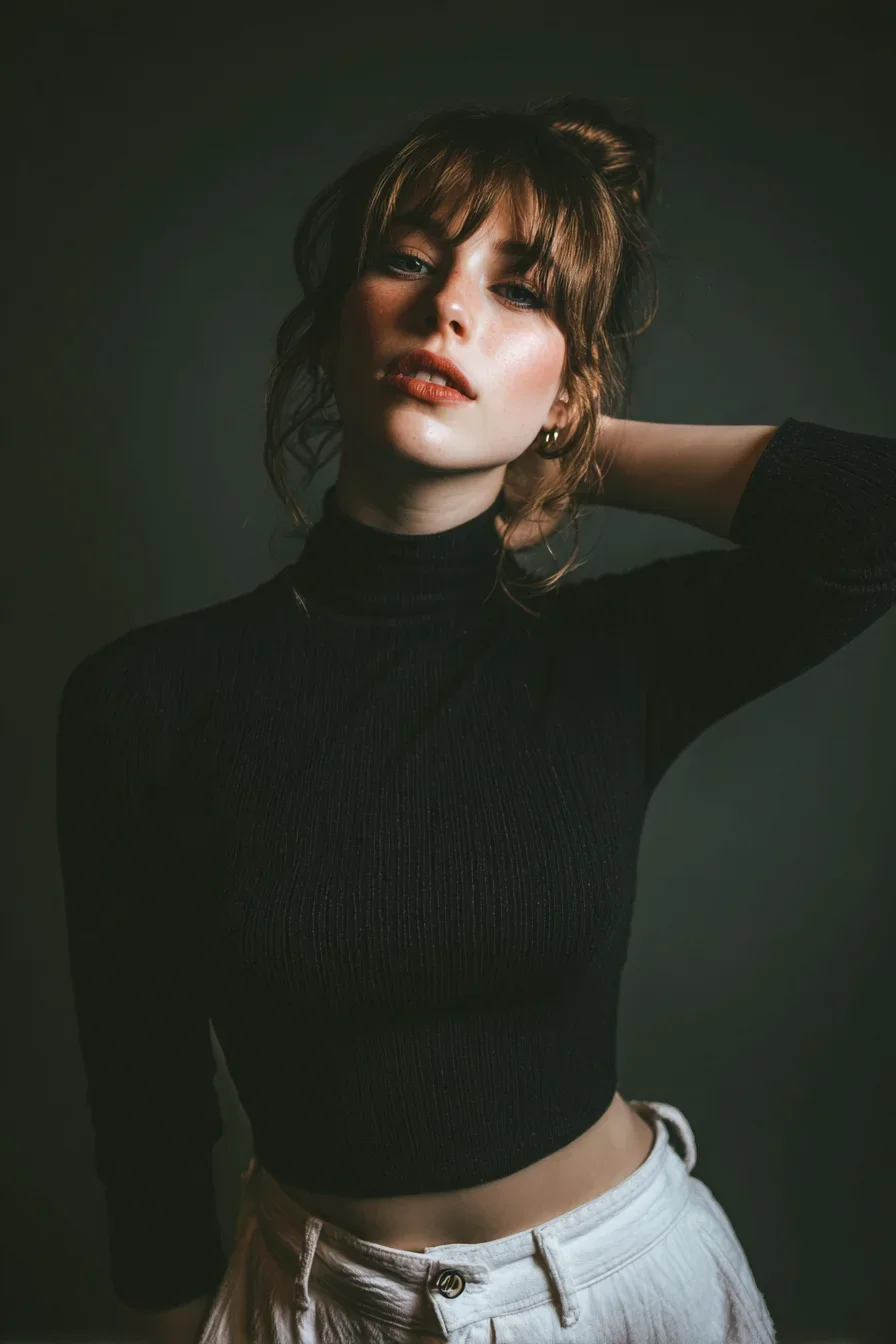 Moody Studio Portrait in Black and White