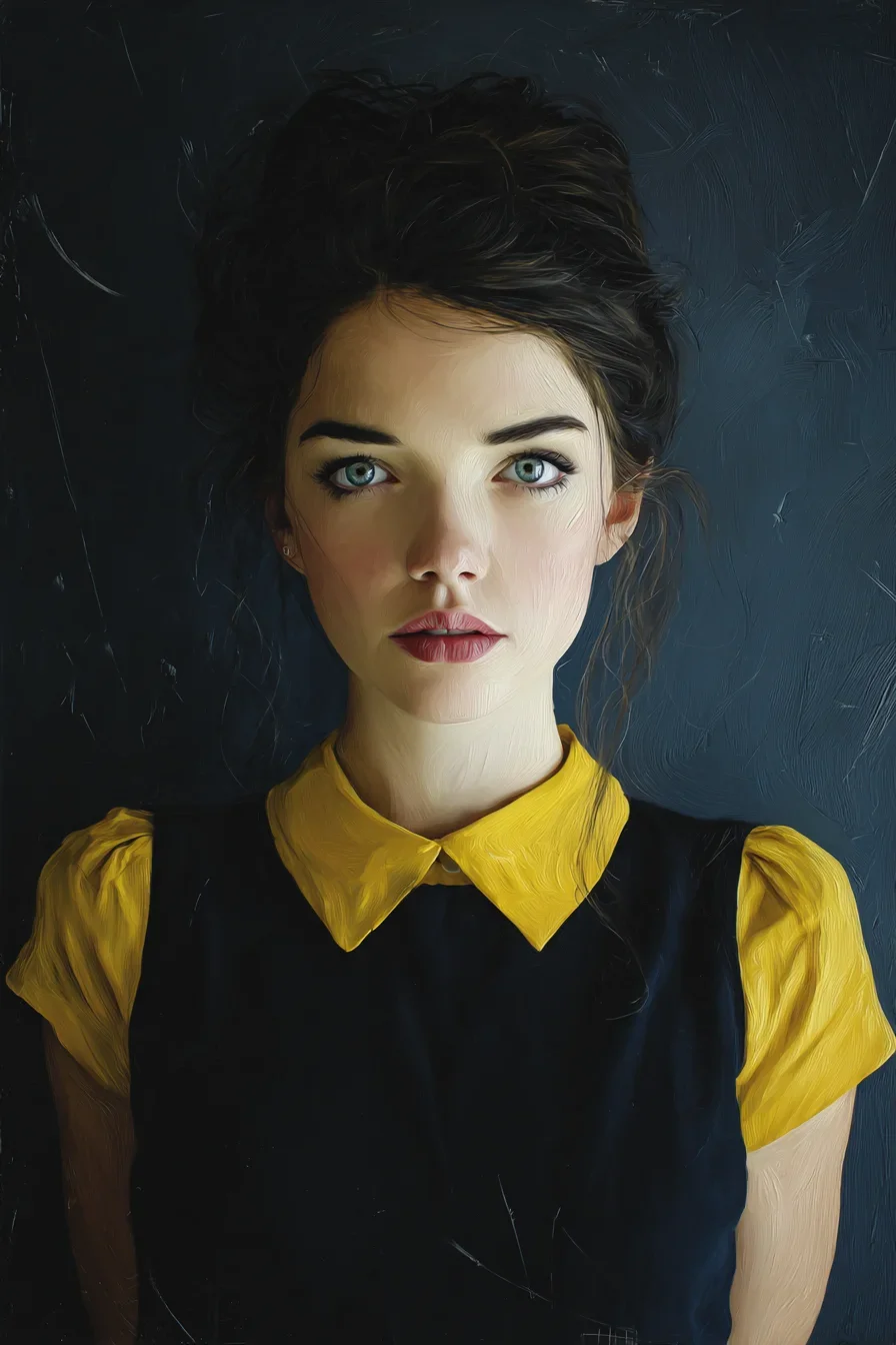 Portrait in Yellow and Navy