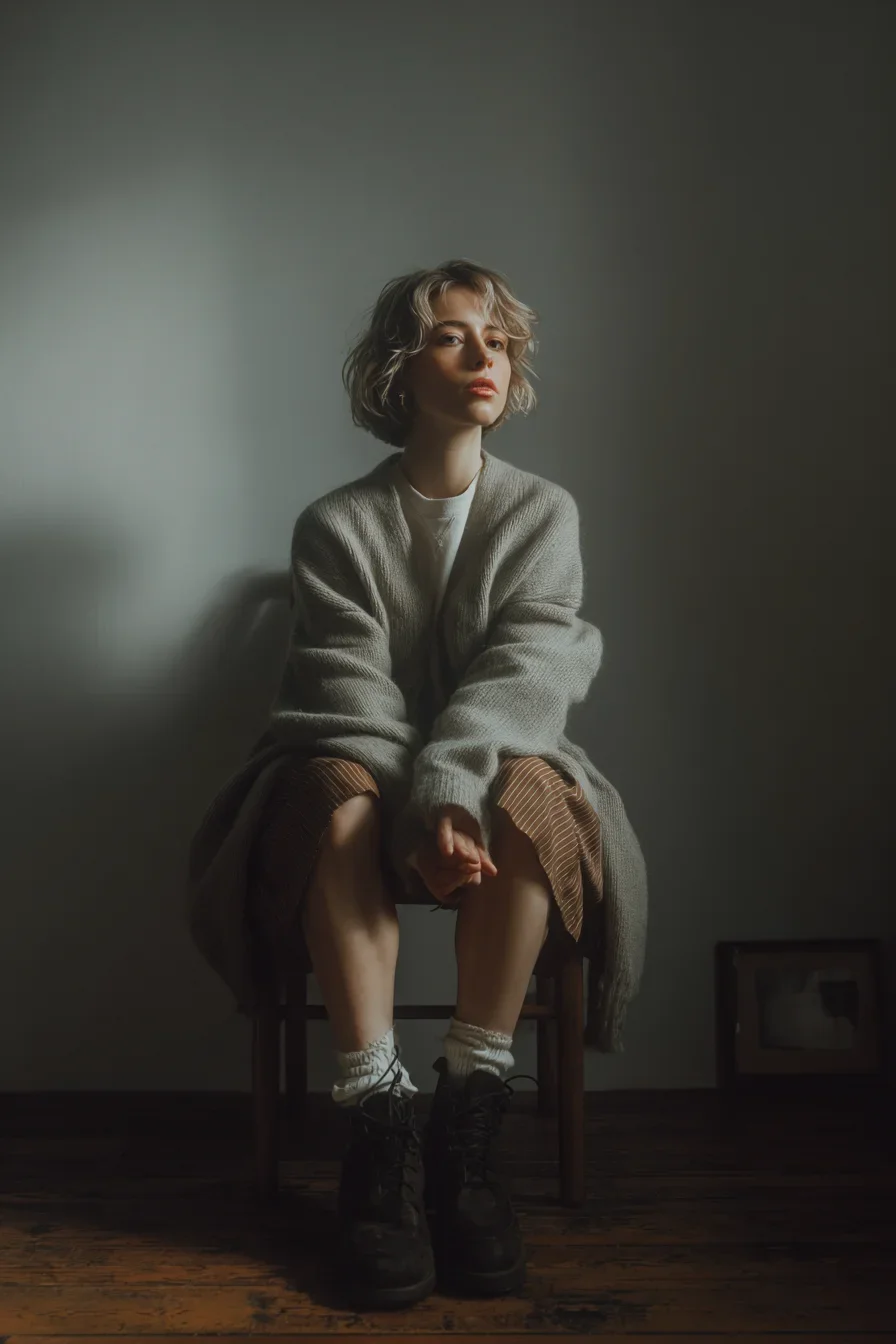 Quiet Afternoon on a Wooden Stool