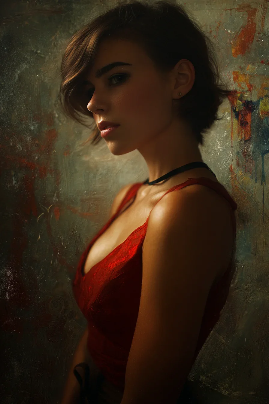 Red Lace Against a Painted Wall