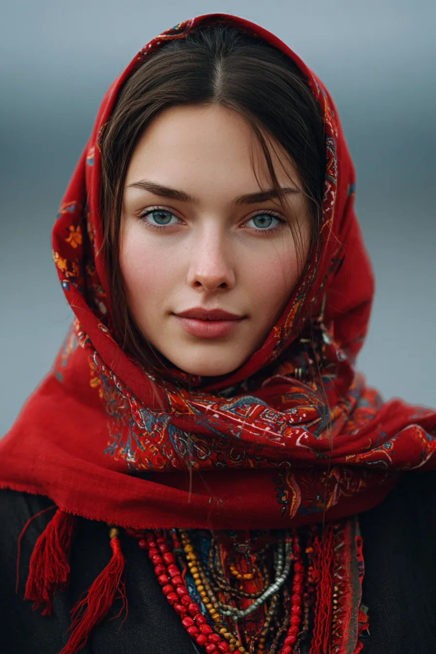 Red Scarf Against a Grey Sky