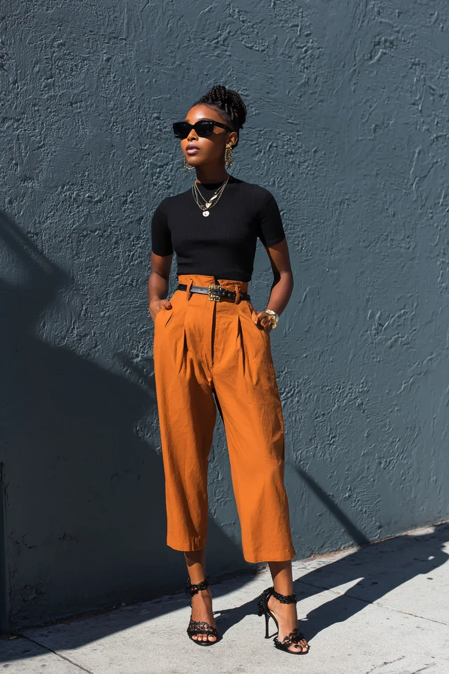 Rust Trousers Under City Sun