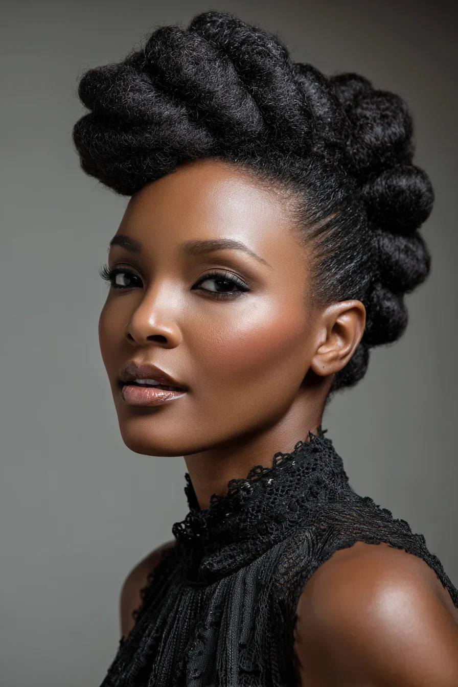 Sculptural Braided Updo in Black