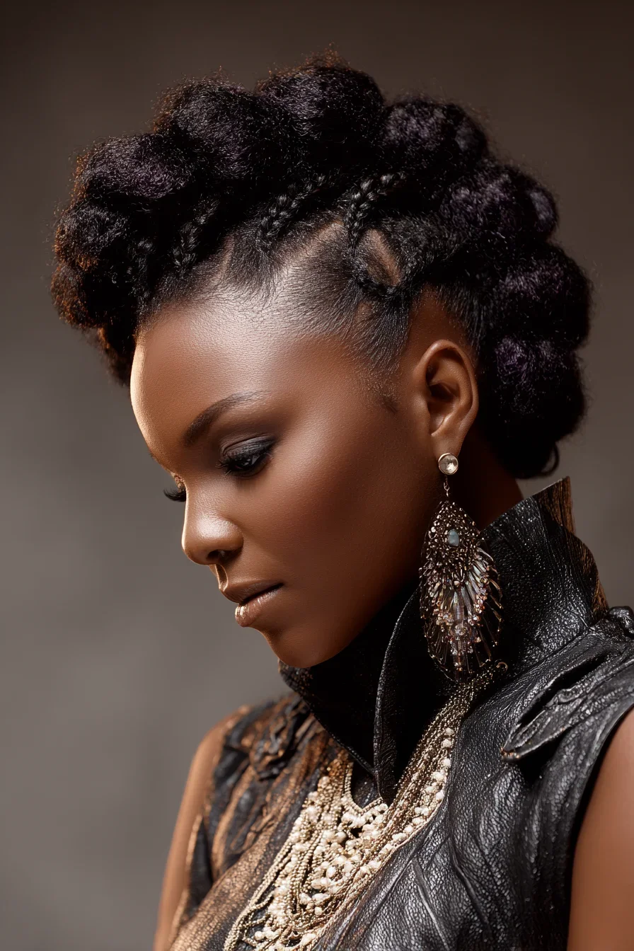 Sculptural Updo with Braided Crown