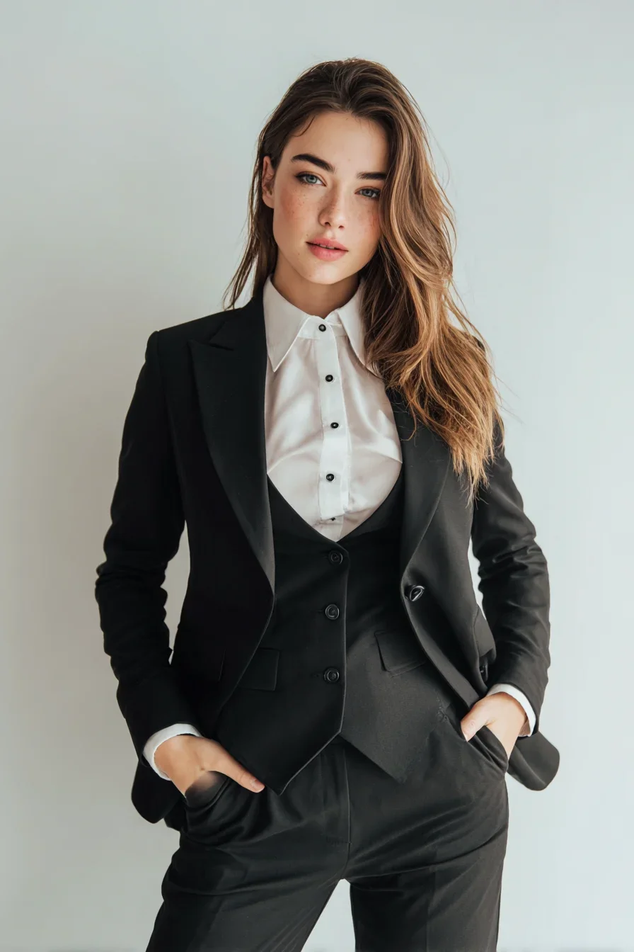 Sharp in Black Three-Piece