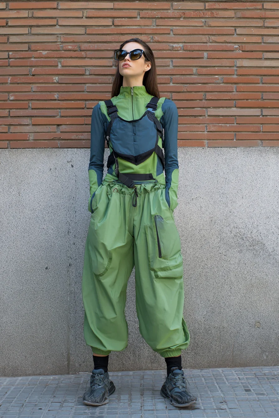 Techwear Green on Urban Concrete