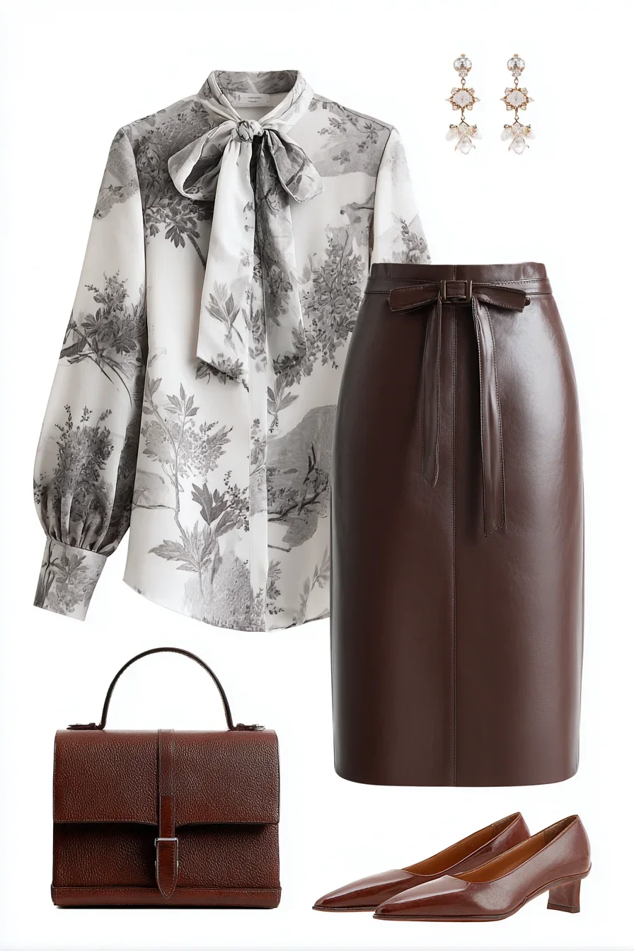 Toile Blouse Meets Chocolate Leather